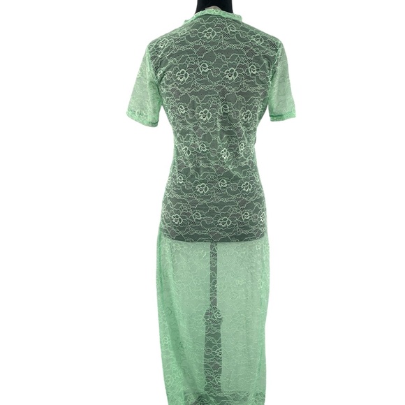 Free People Lace Applique Maxi Dress, mint green,floral design,Large, New - Picture 4 of 14